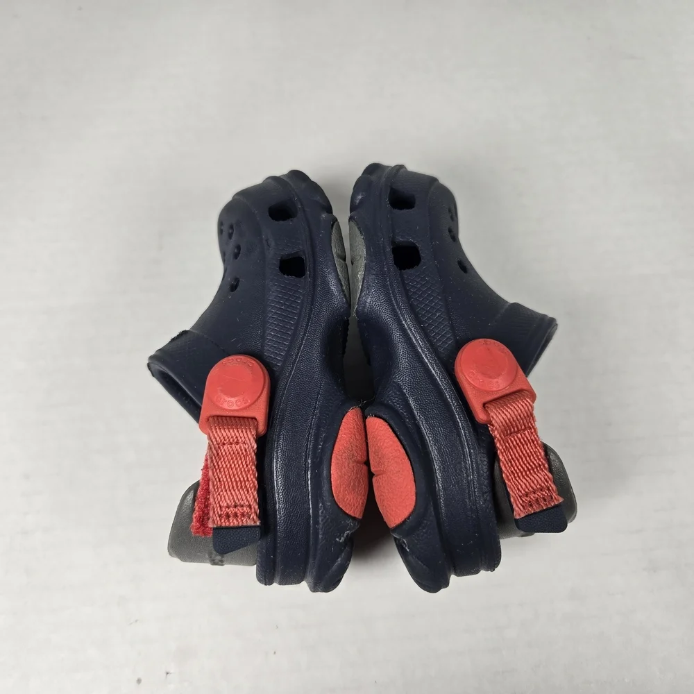 Crocs Kids All-Terrain Navy Red Clogs Slipon Sandals Unisex Sz C4 Toddler Baby 4